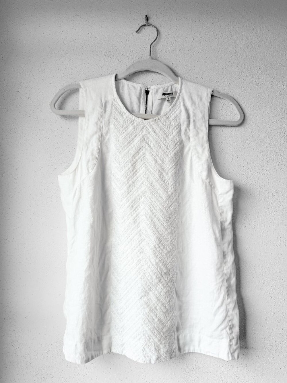 Madewell 1937 Linen Chevron Embroidered Sleeveless Top White Size S